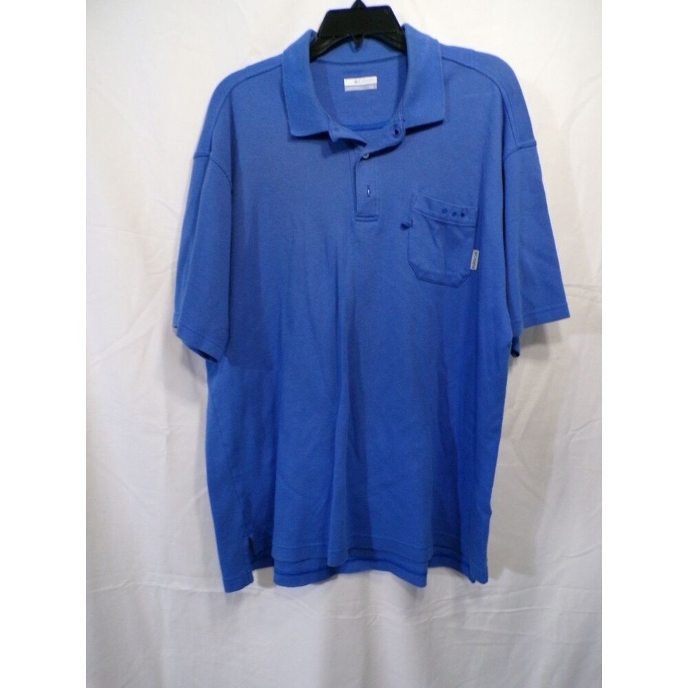 Columbia PFG Men's L Blue Short Sleeve Polo Pocket Fishing Shirt